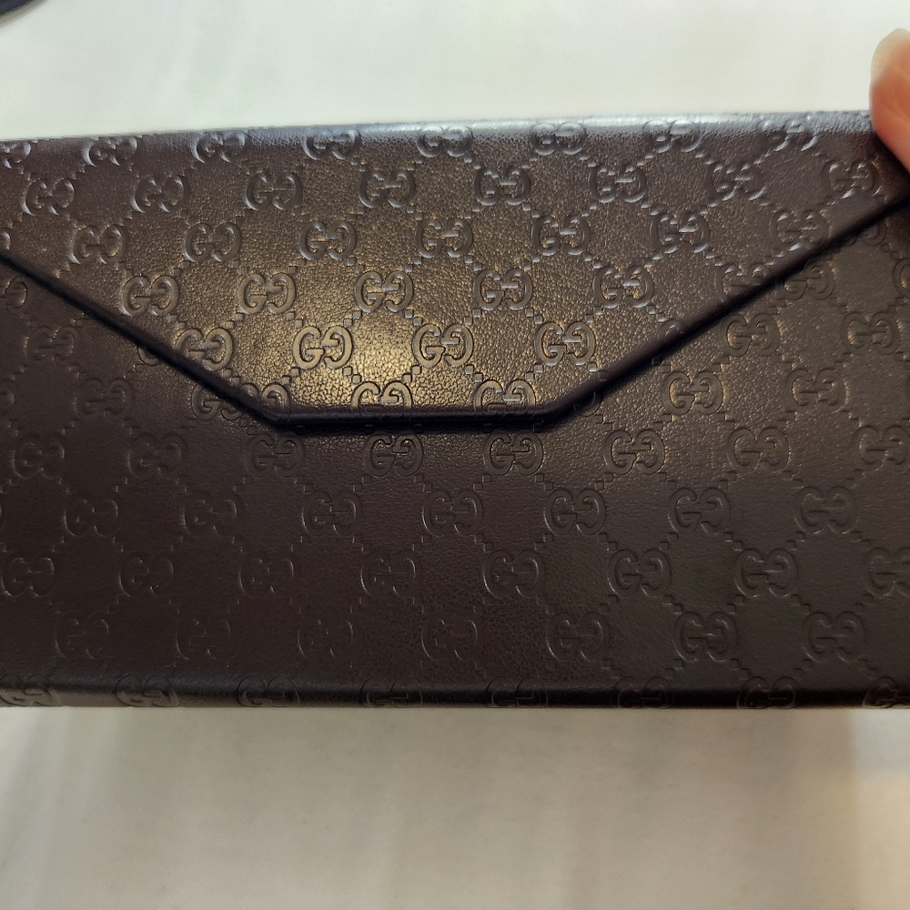 Gucci Dark Brown Embossed Glasses Case